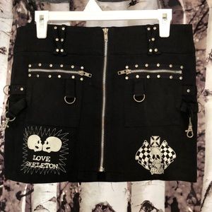 Lucky 13 Black punk mini skirt
